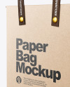 Kraft Paper Bag with Textile Handles Mockup - Half Side View