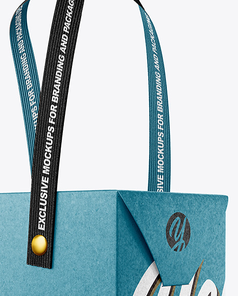 Kraft Paper Bag with Textile Handles Mockup - Half Side View