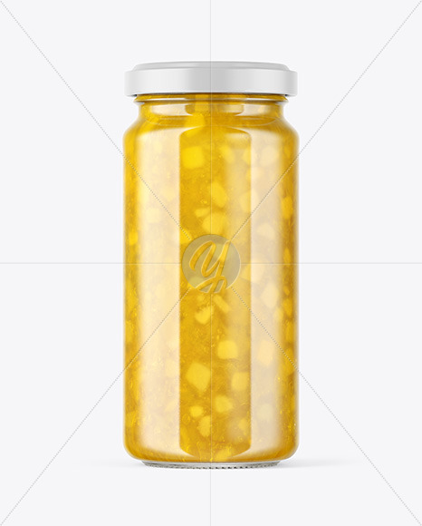 Clear Glass Jar with Pineapple jam Mockup