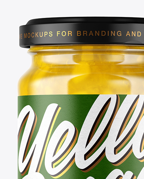 Clear Glass Jar with Pineapple jam Mockup