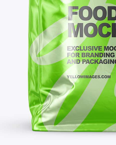 Metallic Food Bag Mockup - Front View