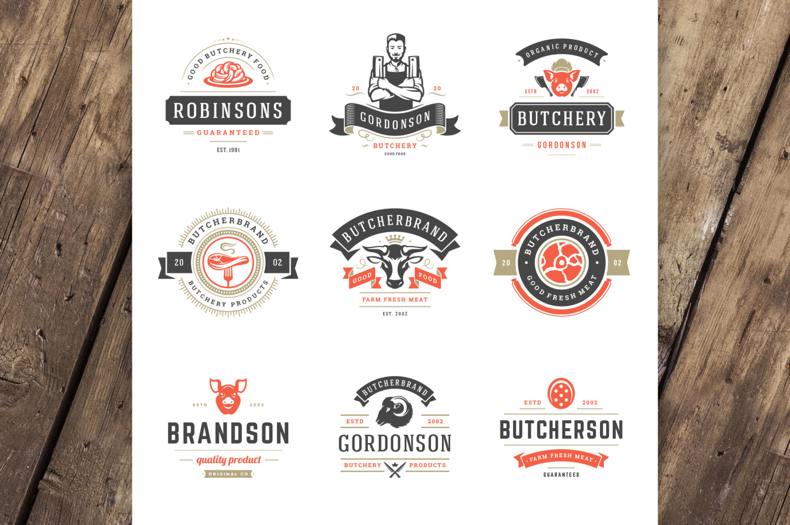 18 Meat Food Logos and Badges