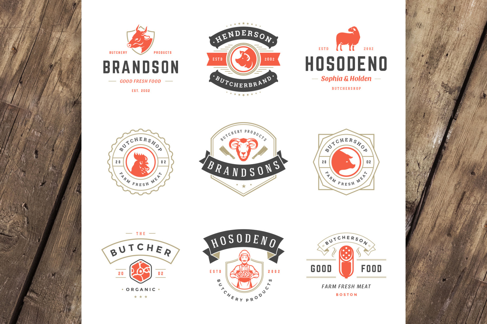 18 Meat Food Logos and Badges