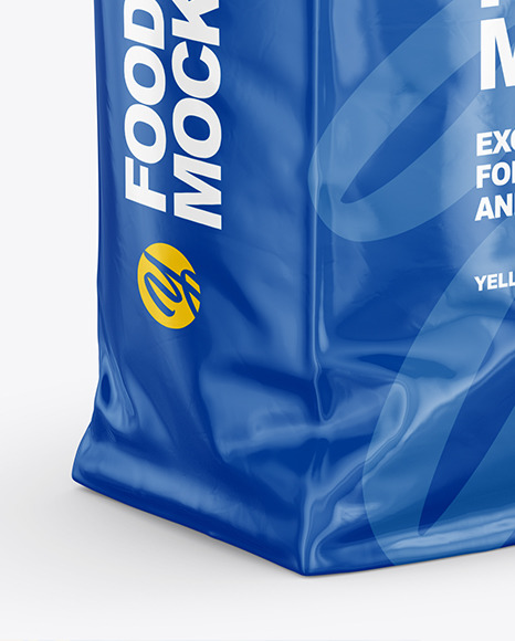 Glossy Food Bag Mockup - Half Side View