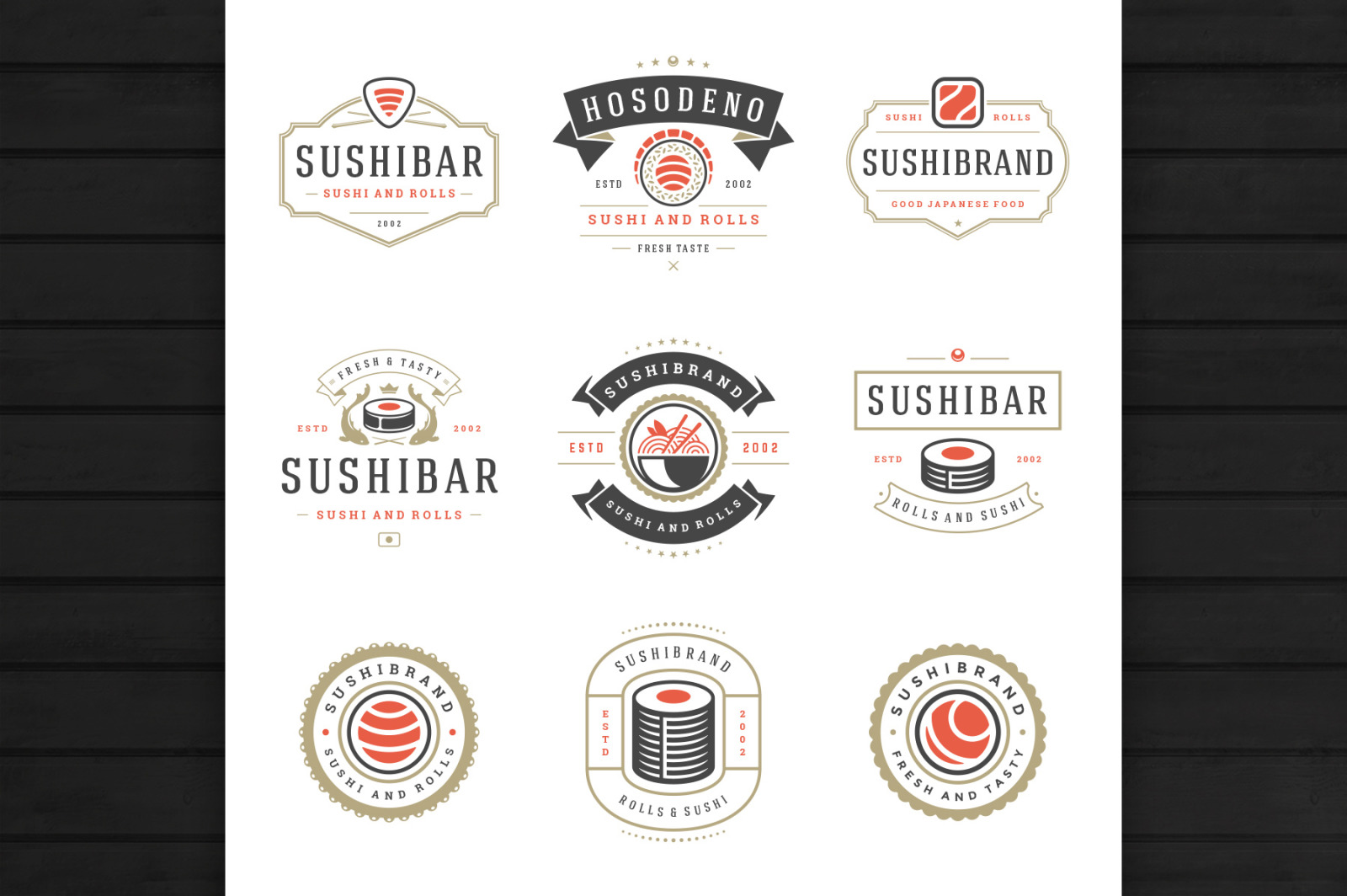 18 Sushi Bar Logos and Badges