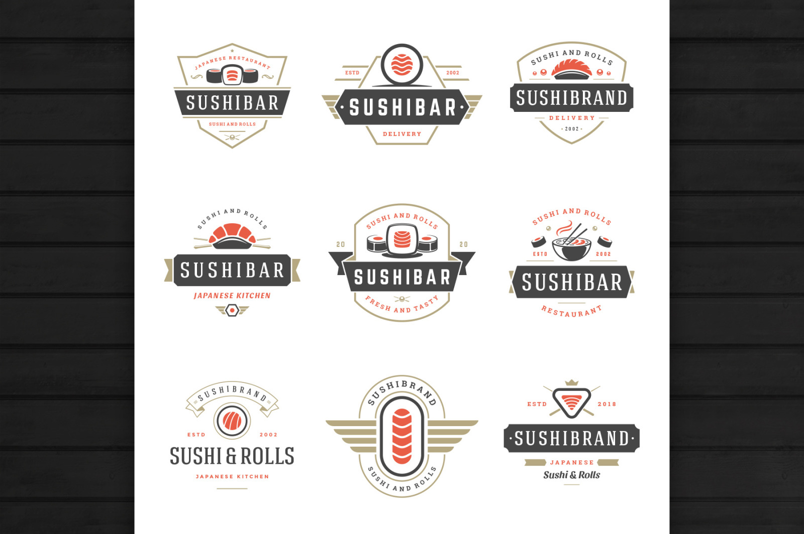 18 Sushi Bar Logos and Badges