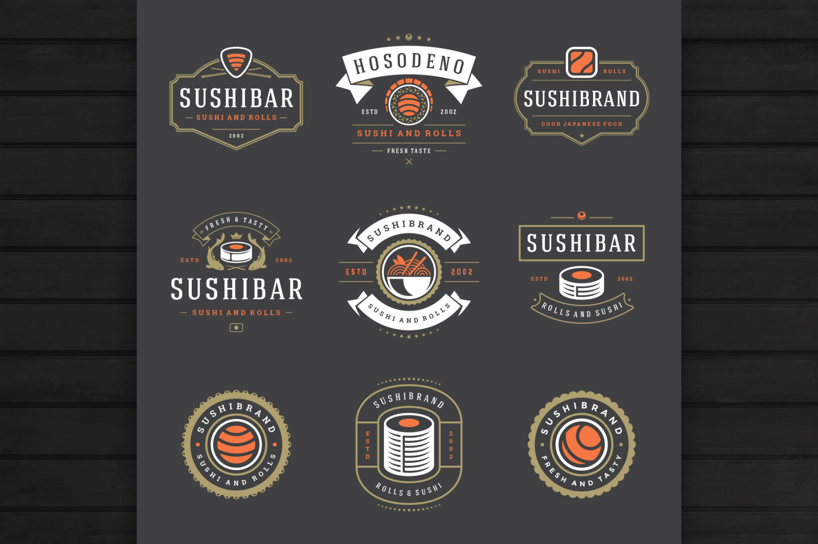 18 Sushi Bar Logos and Badges