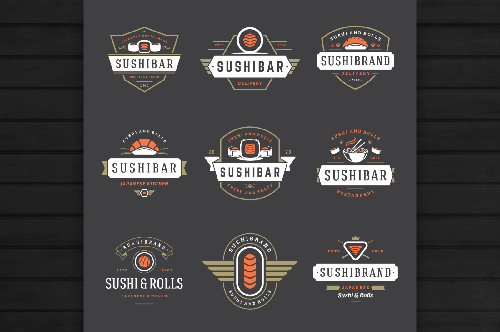 18 Sushi Bar Logos and Badges