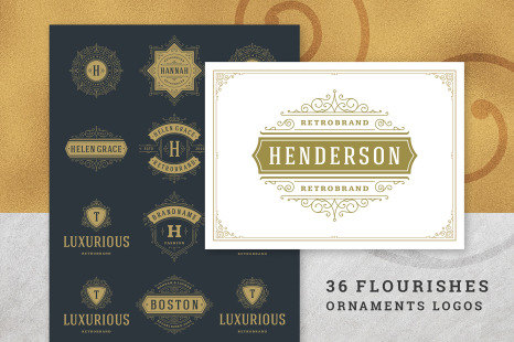 36 Luxury Ornament Logos - Vintage gold