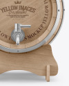 Wooden Barrel on Stand Mockup