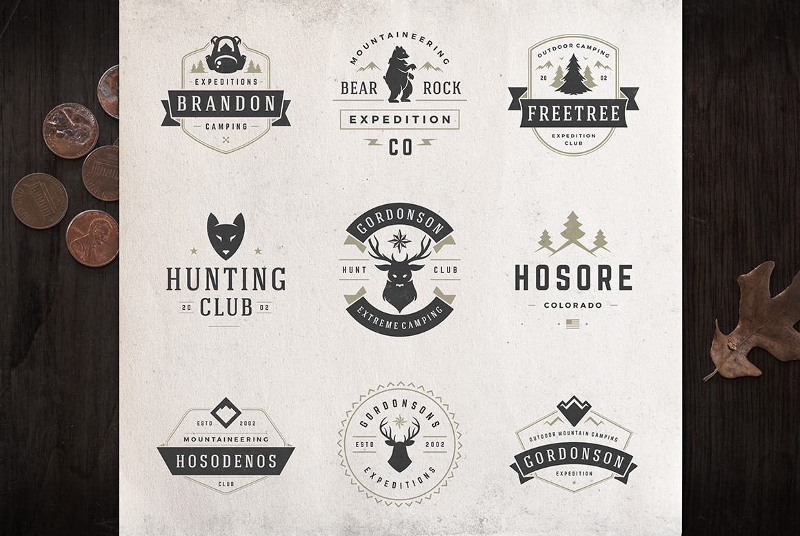 50 Outdoor logos and badges on Yellow Images Creative Store