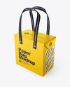 Kraft Paper Box Bag with Textile Handles Mockup - Half Side View