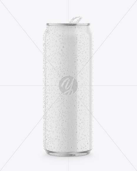 Metallic Drink Can With Glossy Finish And Condensation Mockup