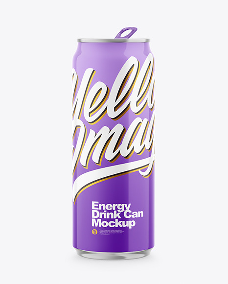 Metallic Drink Can With Glossy Finish And Condensation Mockup