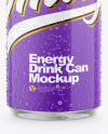 Metallic Drink Can With Glossy Finish And Condensation Mockup