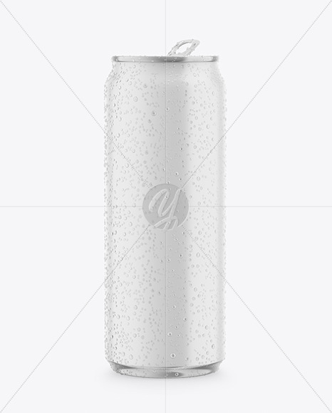 Metallic Drink Can With Matte Finish And Condensation Mockup