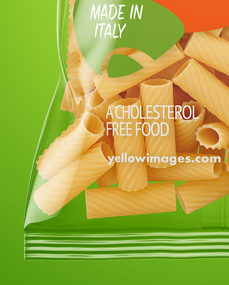 Plastic Bag With Tortiglioni Pasta Mockup