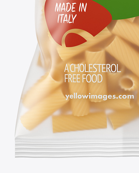 Matte Plastic Bag With Tortiglioni Pasta Mockup