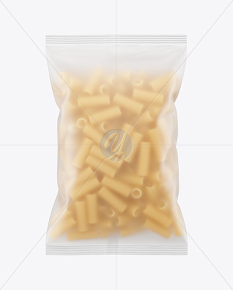 Frosted Plastic Bag With Tortiglioni Pasta Mockup