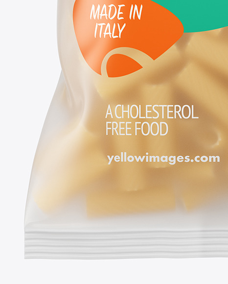 Frosted Plastic Bag With Tortiglioni Pasta Mockup