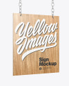 Wooden Sign w/ Metallic Chain Mockup