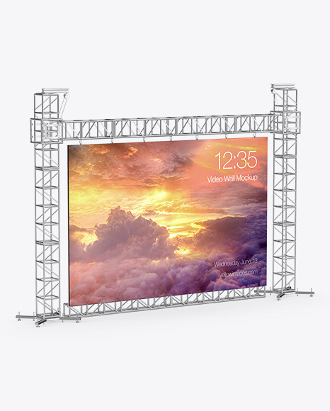 Stage Video Wall Mockup - Half Side View