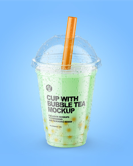 Milk Bubble Tea Cup Mockup