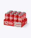 Transparent Pack with 12 Matte Cans Mockup