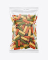 Plastic Bag With Tricolor Tortiglioni Pasta Mockup