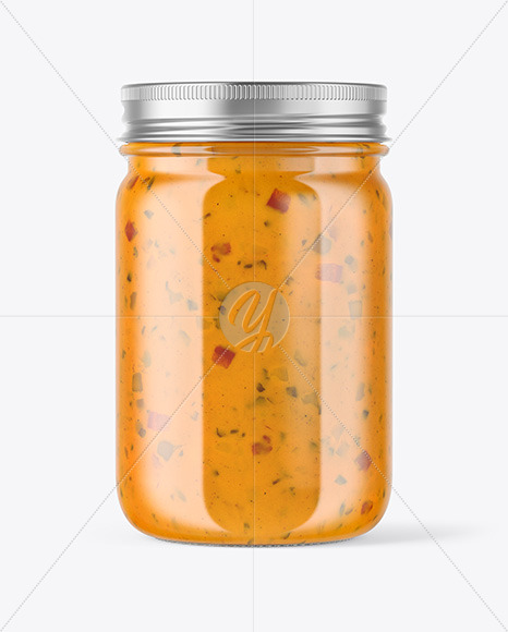 Clear Glass Jar with Chipotle Sauce Mockup