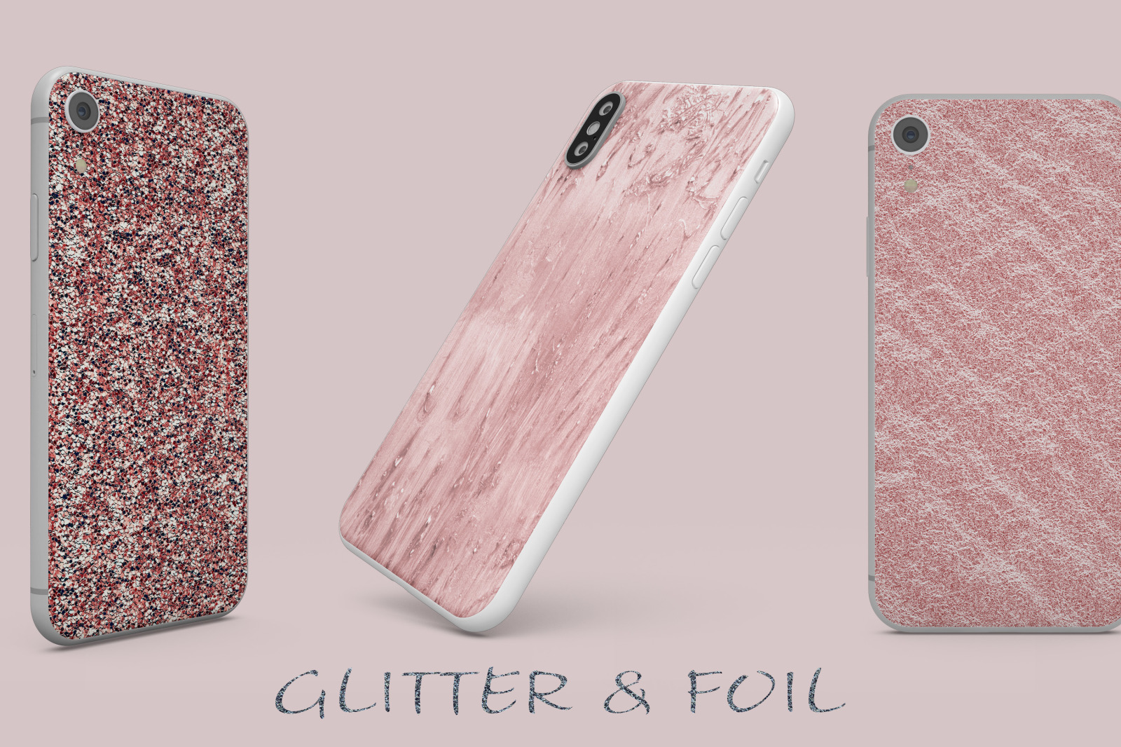 Rose Gold Glitter and Foil Set. 18 Rose Gold Metallic Backgrounds