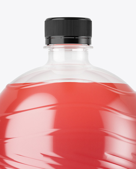 PET Bottle with Pink Grapefruit Drink Mockup