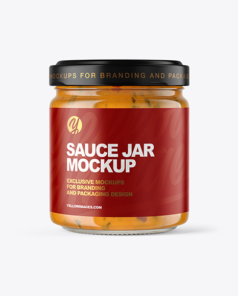 Clear Glass Jar with Chipotle Sauce Mockup - Sauce bottle mockup