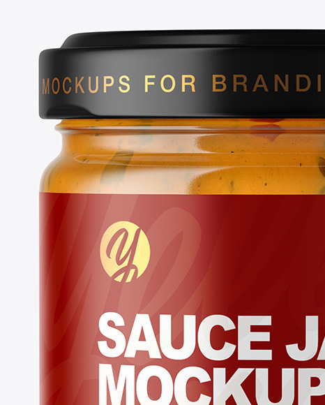 Clear Glass Jar with Chipotle Sauce Mockup