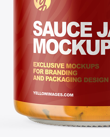 Clear Glass Jar with Chipotle Sauce Mockup