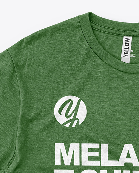 Melange T-Shirt with Round Neck Mockup