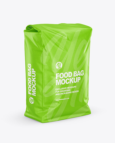 Kraft Food Bag Mockup - Half Side View