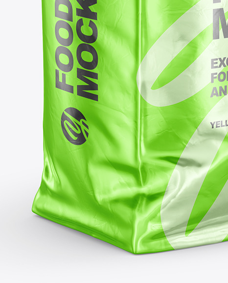 Metallic Food Bag Mockup - Half Side View