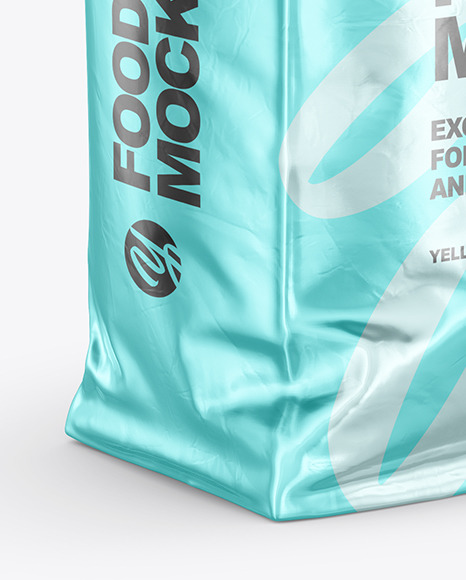 Metallic Food Bag Mockup - Half Side View