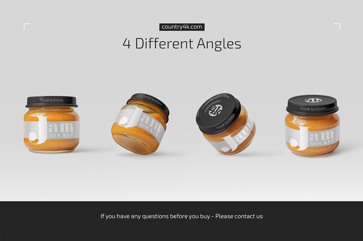 Glass Jar with Peach Jam Mockup Set Glass Jar with Peach Jam Mockup Set