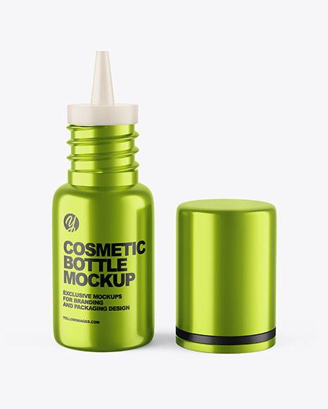 Metallic Opened Cosmetic Bottle Mockup