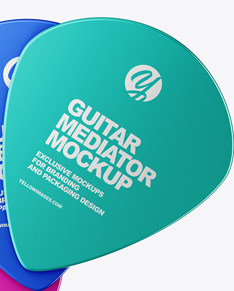 Three Metallized Jazz Guitar Picks Mockup