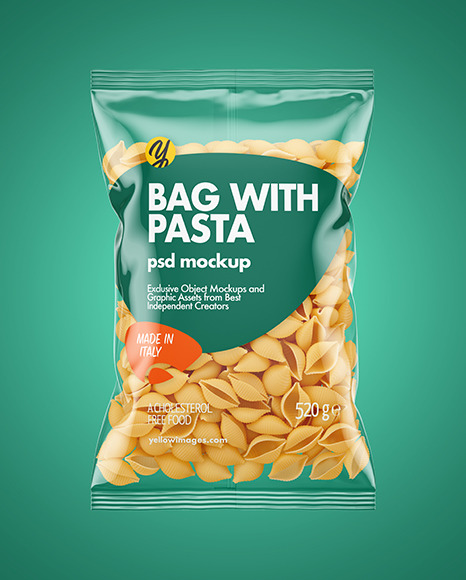 Plastic Bag With Conchiglie Pasta Mockup