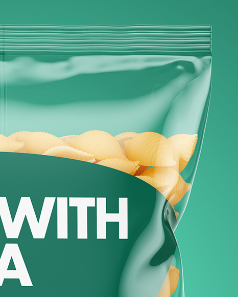 Plastic Bag With Conchiglie Pasta Mockup