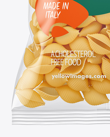 Plastic Bag With Conchiglie Pasta Mockup