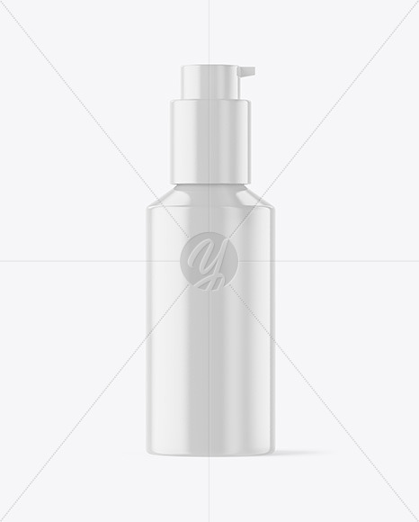 Glossy Cosmetic Bottle with Pump Mockup