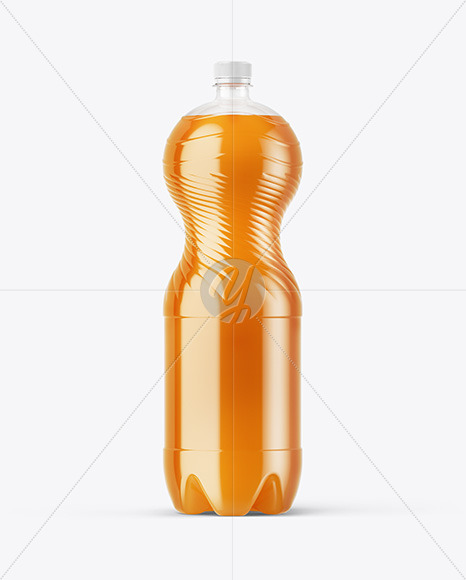 PET Bottle with Peach Drink Mockup