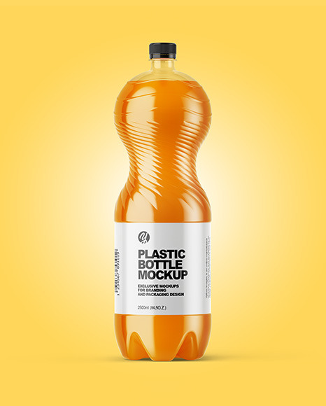 PET Bottle with Peach Drink Mockup