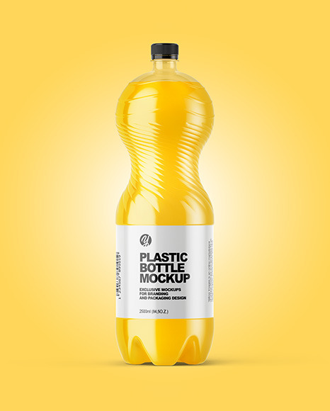 PET Bottle with Orange Drink Mockup