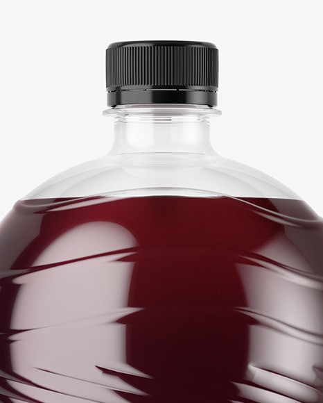 PET Bottle with Red Grape Drink Mockup